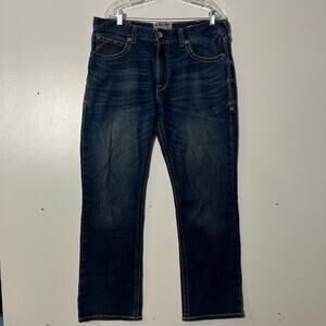 Ariat M4 Relaxed Boot Cut Embroidered Cowboy Washed Blue Jeans Men’s Size 36x32